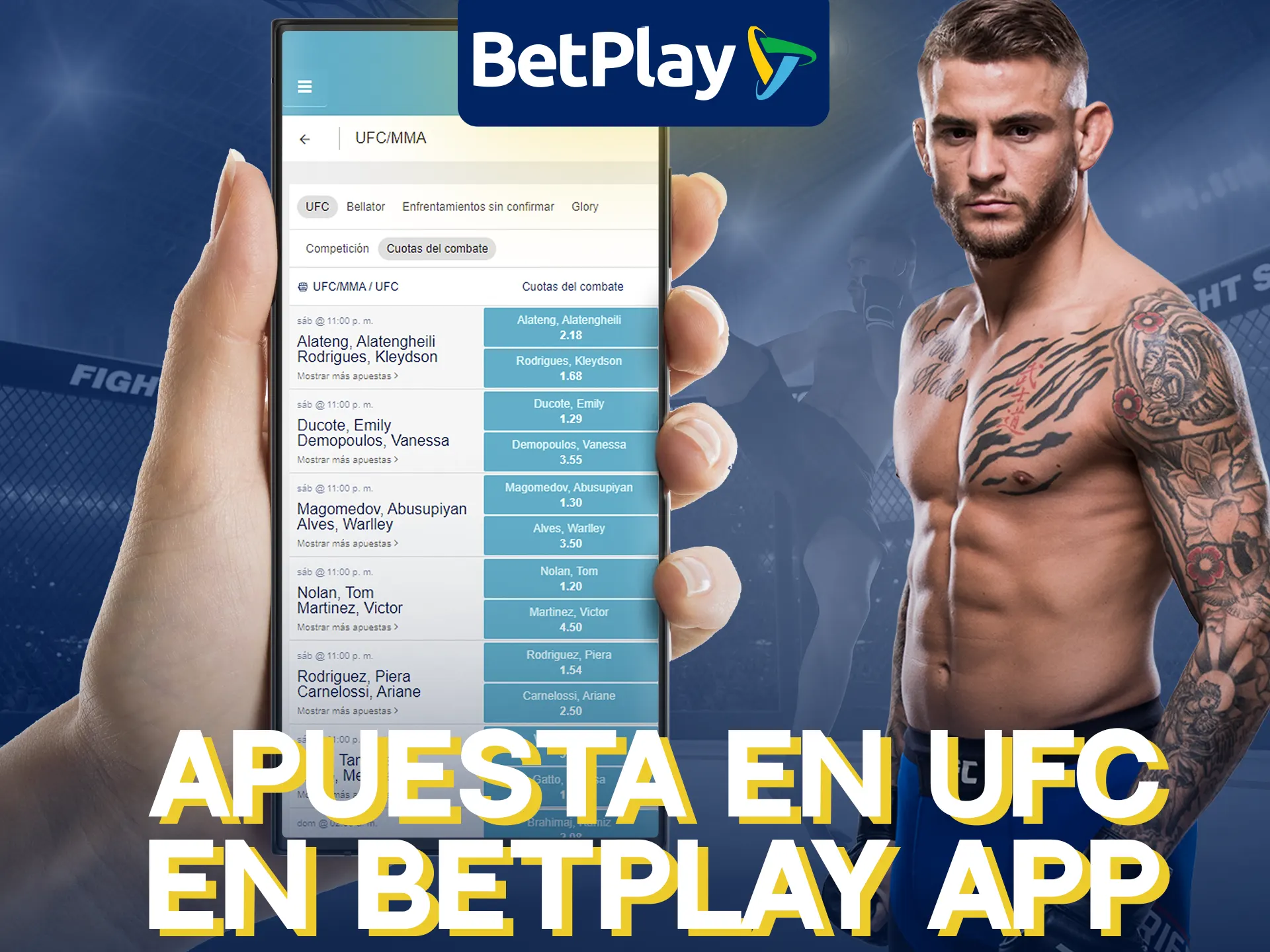 Puedes apostar en UFC con la app BetPlay.