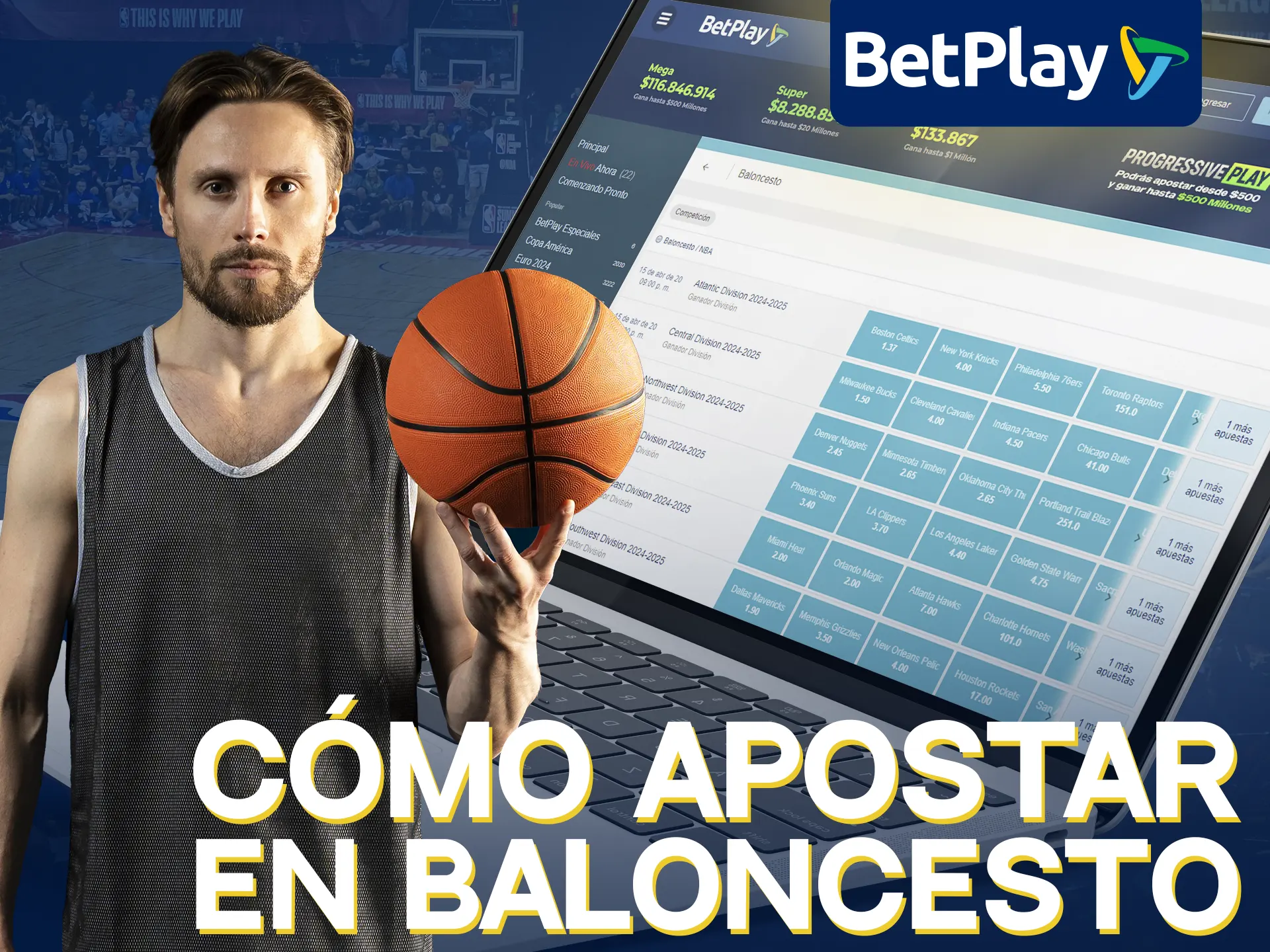 Crea una cuenta y haz un depósito para empezar a apostar en los mercados de baloncesto de BetPlay.