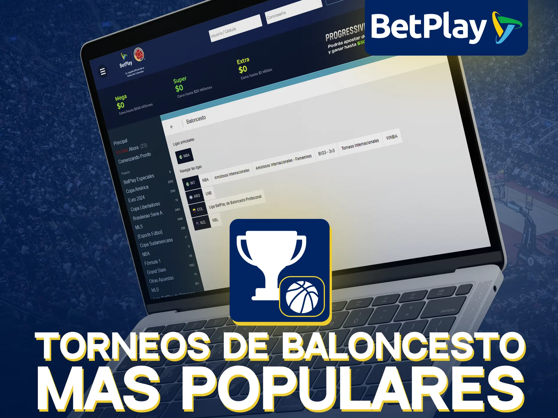 BetPlay ofrece torneos populares para apostar en baloncesto.