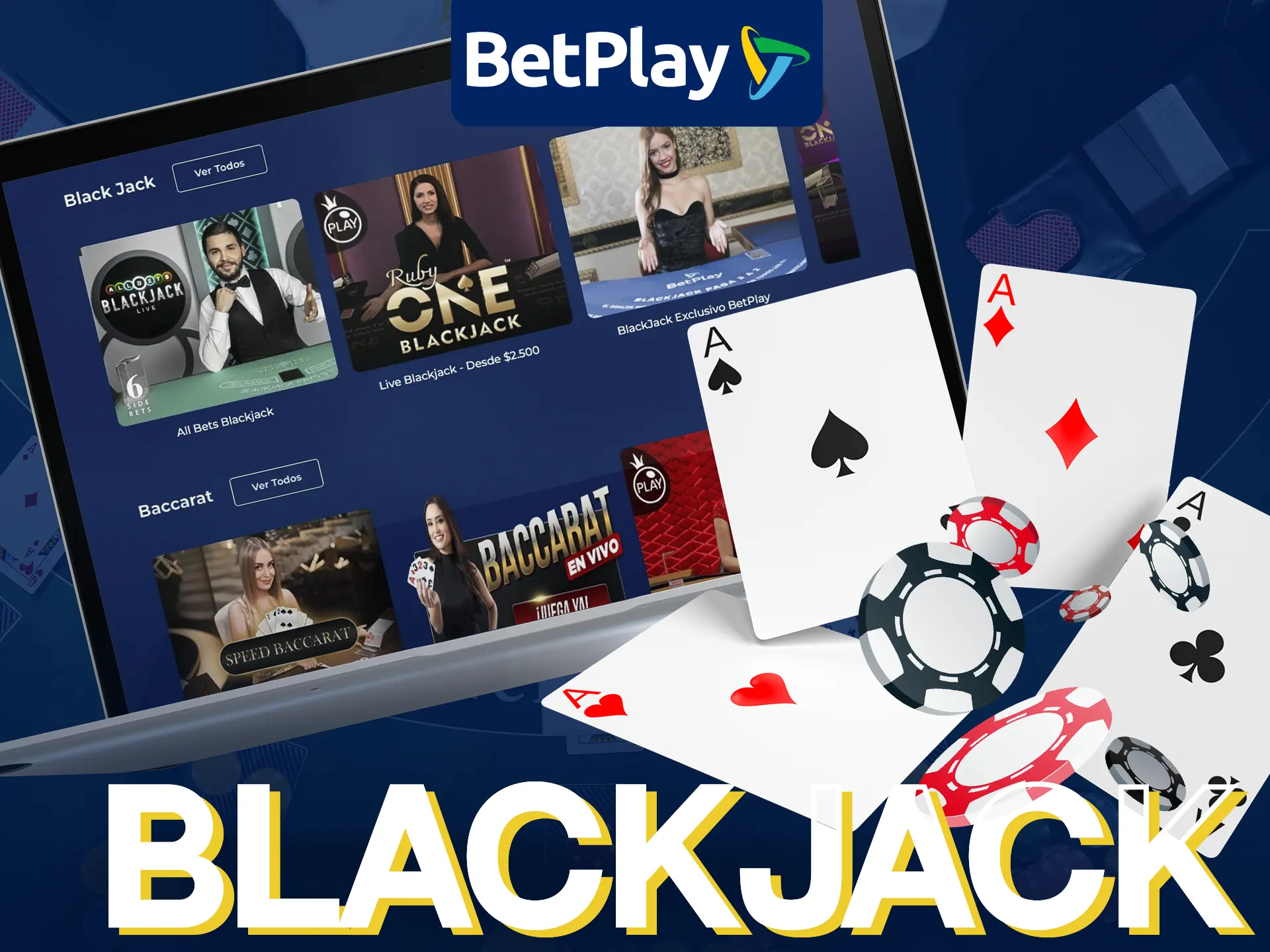 BetPlay ofrece juegos de Blackjack con crupieres en vivo.