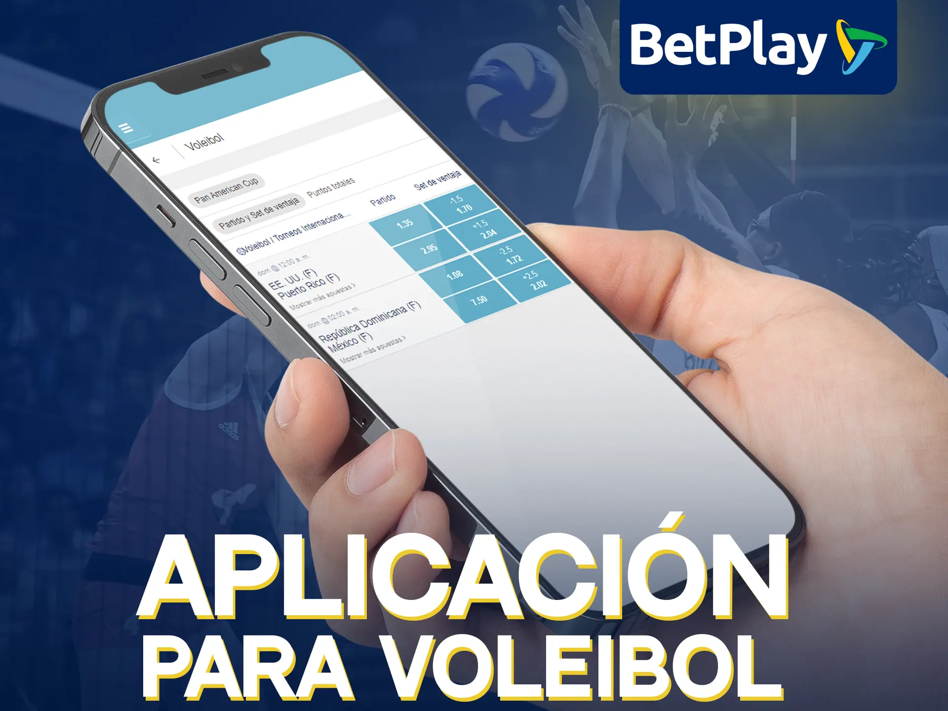 La app de BetPlay simplifica apuestas de voleibol móviles.