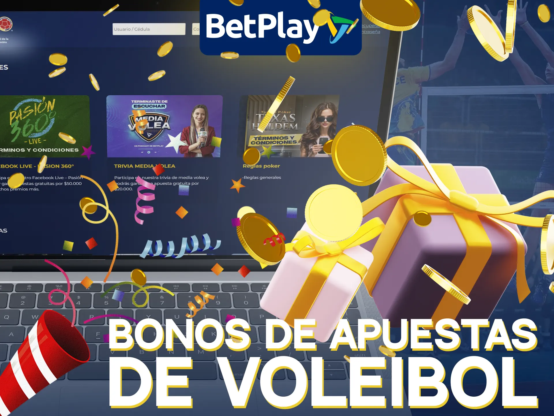 BetPlay ofrece bonos para apuestas de voleibol.