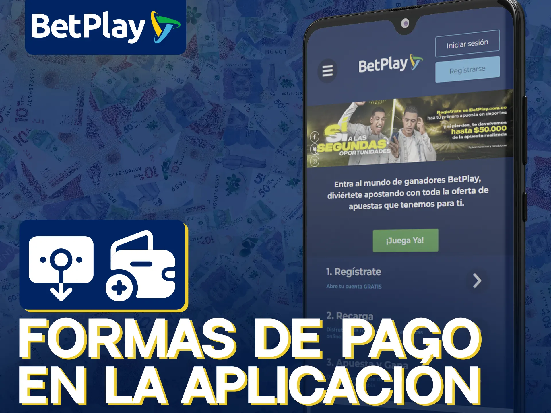 La app de BetPlay ofrece varios métodos de pago.