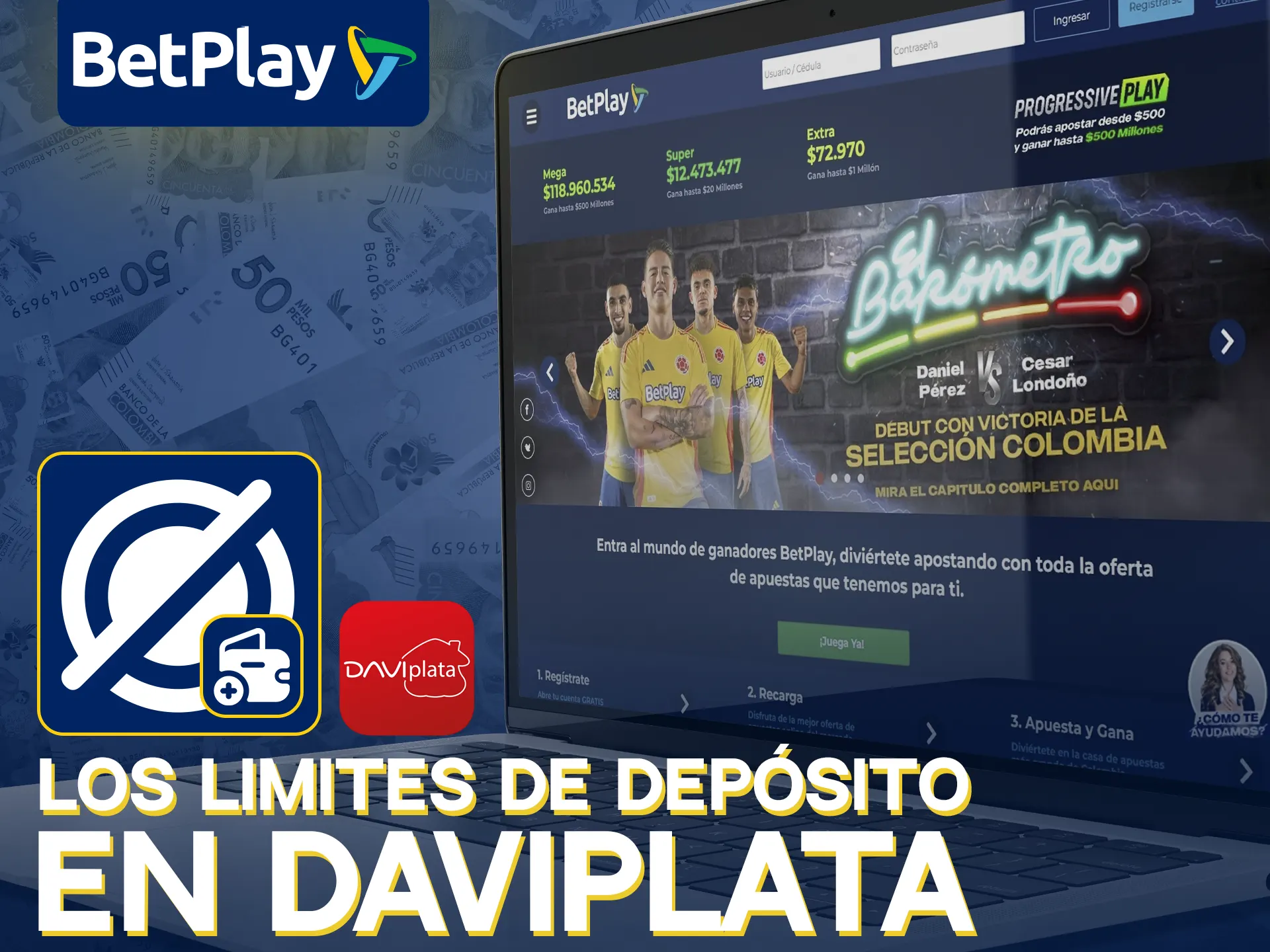 Límites de depósito y retiro en BetPlay con DaviPlata.