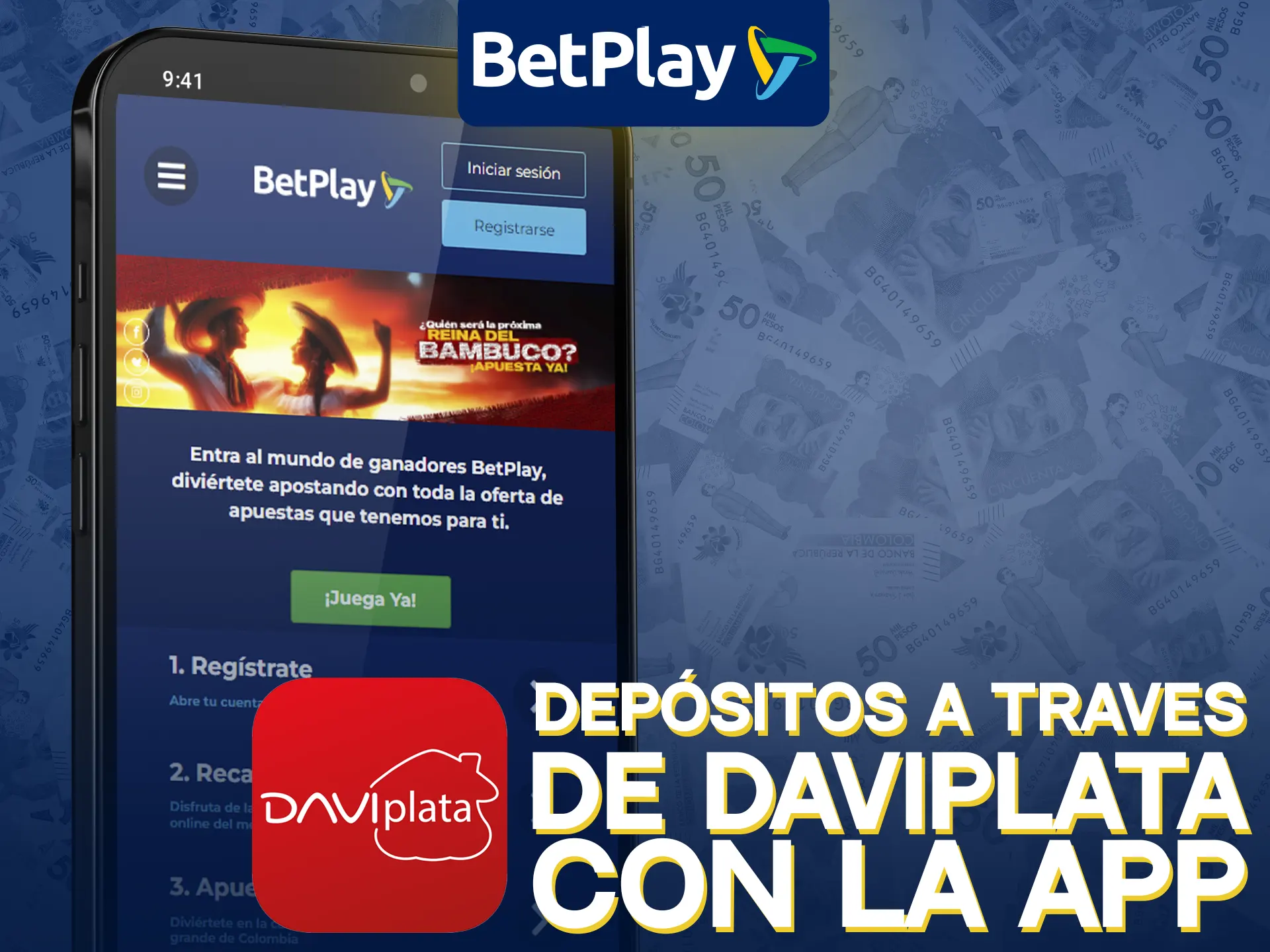 Deposita con DaviPlata usando la app de BetPlay.