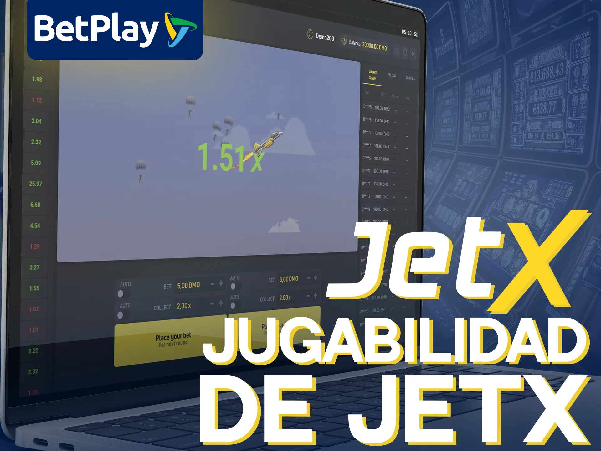 El juego JetX consiste en predecir y eliminar el jet antes de que se estrelle.