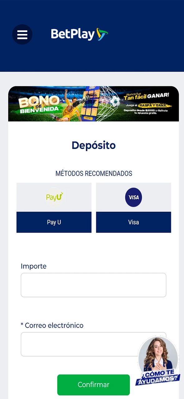 Recargue su cuenta para jugar juegos de casino en vivo en BetPlay.